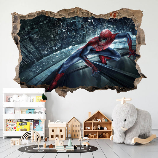 Avengers Superhero Spidey Broken 3D Wall Decal - Skyscraper Scene - SP024