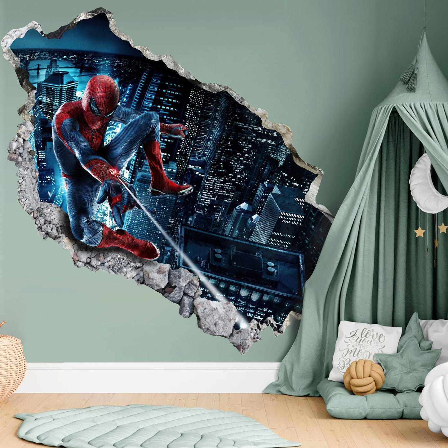 Avengers Superhero Spider Man Skyscraper Web Soar Wall Decal - SP025