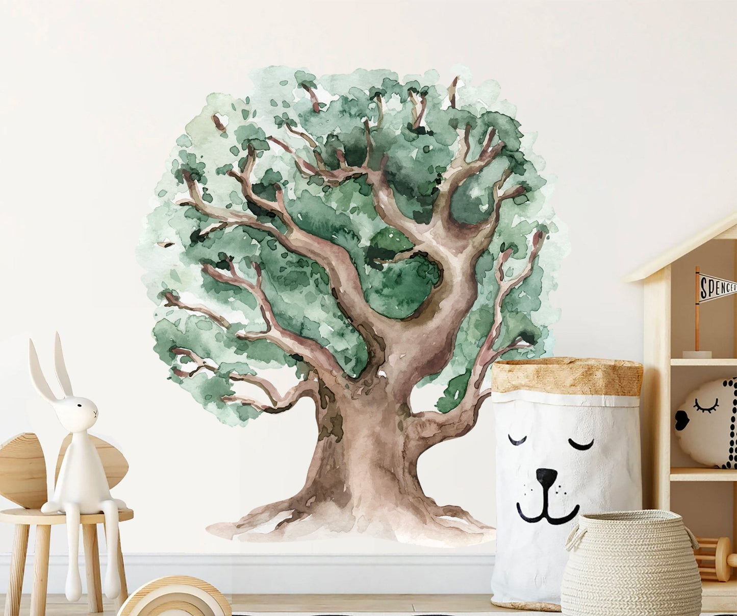 Watercolor Large Tree Removable Wall Decal - Living Room Decal - BR121