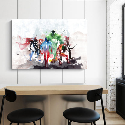 Framed Canvas Prints Stretched Watercolor Avengers Hero Wall Art Decor Painting